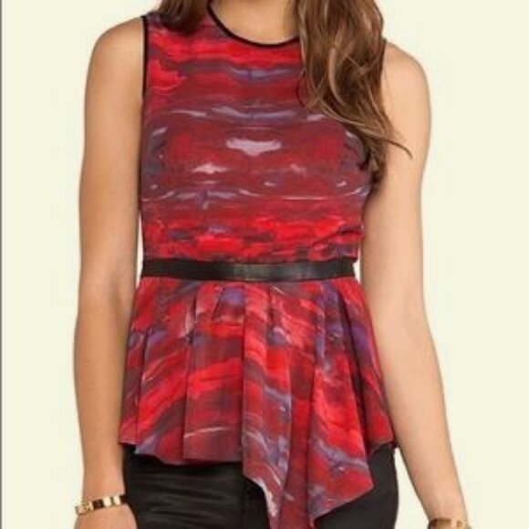 Hunter Bell Sleeveless Peplum, Leather Trim Top, Size 8 - Picture 10 of 10